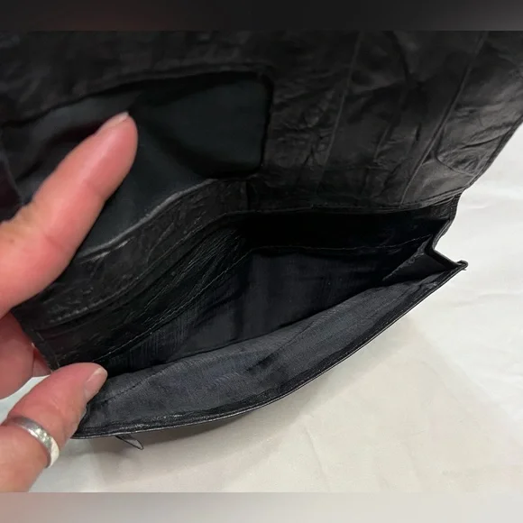 VINTAGE Yves Saint Laurent YSL Calf Leather Crinkle Bifold Wallet Antique Rare - Picture 10 of 15